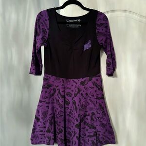 Kreepsville Elvira Comic Icons purple skater dress-L